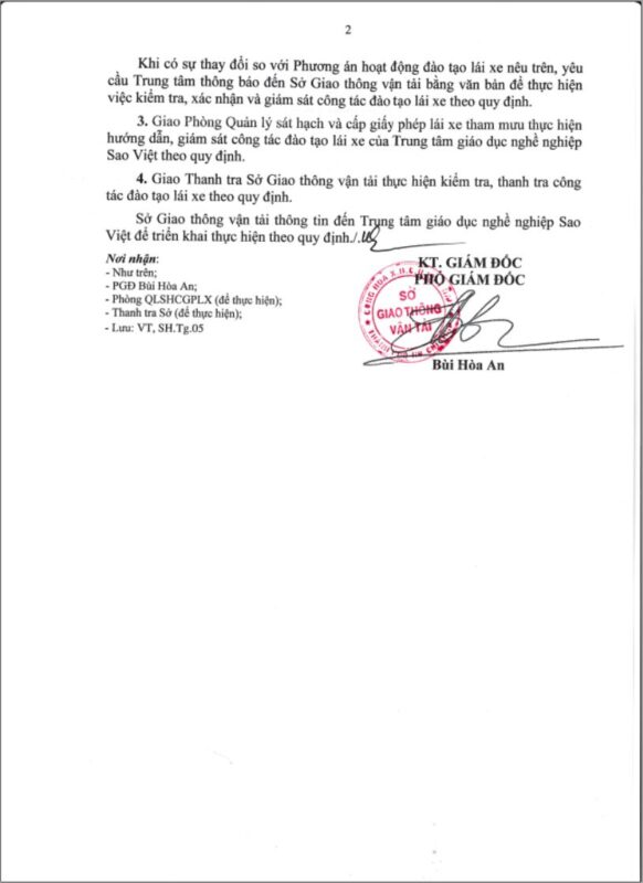 giấy phép hoạt động trường sao việt