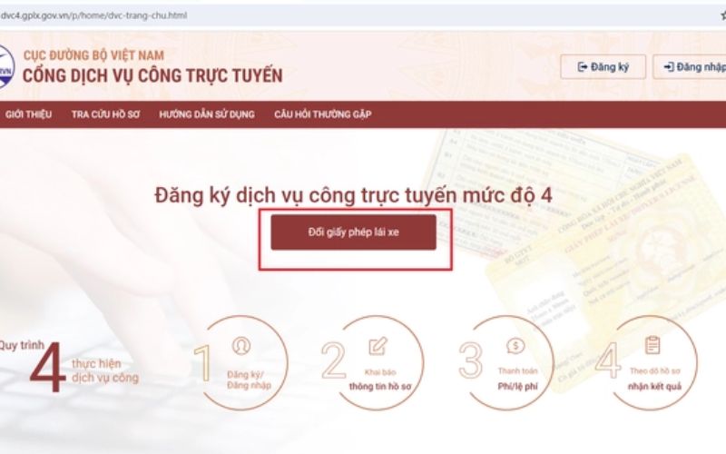 Web “Cổng dịch vụ công trực tuyến”